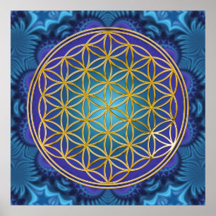 Poster Flor Da Vida - Ouro - Frente 1