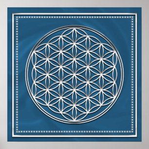 Pôster Flor da vida prata - Flower of life -