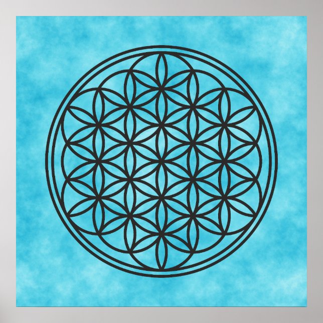 Poster FLOR DA VIDA - Símbolo da Geometria Sagrada contor (Frente)