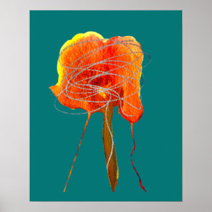 Poster Flor de abstrato com cor dourada, cor dourada