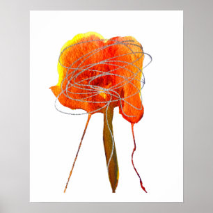 Poster Flor de abstrato com cor dourada, cor dourada