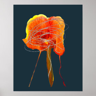 Poster Flor de abstrato com cor dourada, cor dourada