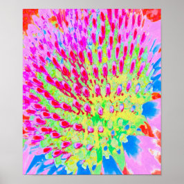 Poster Flor de Abstrato do arco-íris multicolor