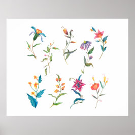 Poster Flor de aquarela colorida II
