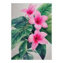 Flor de Aquarela Rosa Frangipani