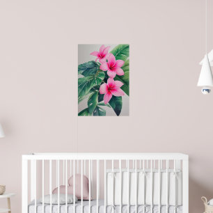 Poster Flor de Aquarela Rosa Frangipani