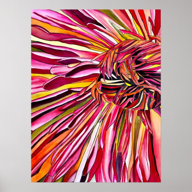 Poster Flor de aquarelas de crisântemos (Frente)