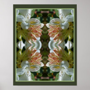 Poster Flor de Azaléia Branca em Flor e Broto Abstrato