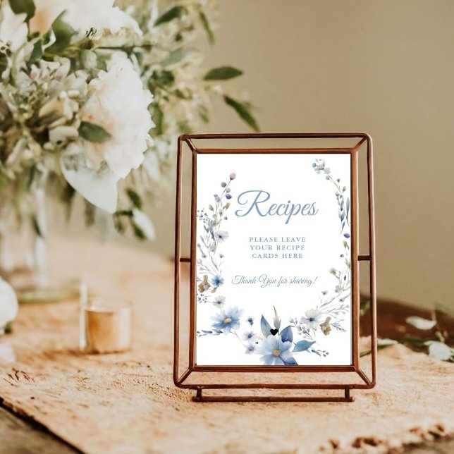 Poster Flor de Azul Empoeirado Deixe seus Receitas Chá de (Criador carregado)