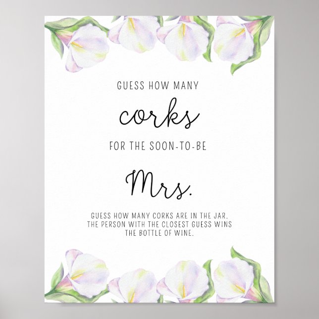 Poster Flor de Calla - Chá de panela Adivinha Quantos Cor (Frente)