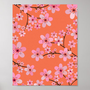 Poster Flor de Cerejeira 10 Laranja e Rosa