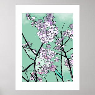 Poster Flor de Cerejeira ao Vento – Arte Floral Minimalis