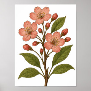 Poster Flor de Cerejeira Vintage