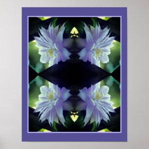Poster Flor de Clematite Lavanda em Treliça Abstrata