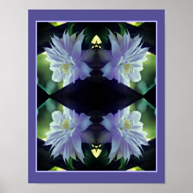 Poster Flor de Clematite Lavanda em Treliça Arte da Natur (Frente)