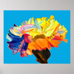 Poster Flor de cor aquosa do craveiro colorida