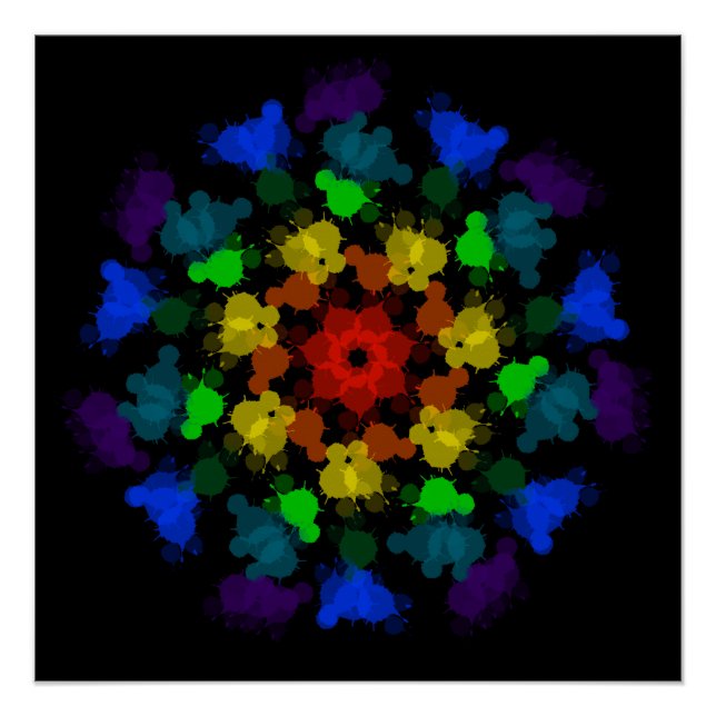 Pôster Flor de cores arco-íris (Frente)