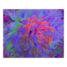 Pôster Flor de Dália Decorativa Psicodélica Elegante