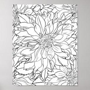 Poster Flor de Dália Preta e Branca