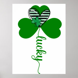Poster Flor de Dia de São Patrício irlandês sortudo