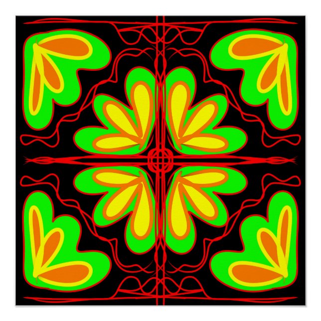 Pôster Flor de energia poderosa abstrata (Frente)