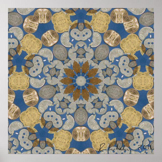 Pôster Flor de estrela de moedas do mundo (Frente)