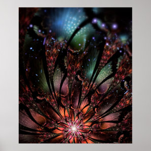 Poster Flor de fantasia fractal macia e tenra