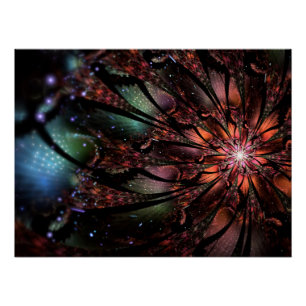 Pôster Flor de fantasia fractal macia e tenra