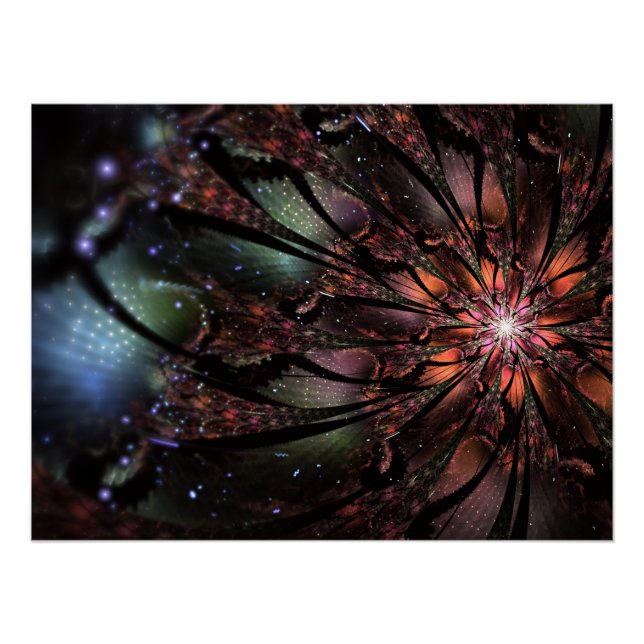 Pôster Flor de fantasia fractal macia e tenra (Frente)