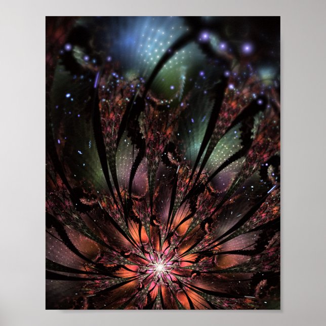 Poster Flor de fantasia fractal, suave e tenra, invita (Frente)