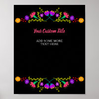 Flor de Festa Mexicana com Qualquer Texto Personal