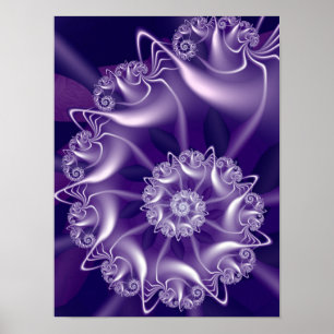 Poster Flor de Fractal de Ámora com Pétala Espiral Lumino