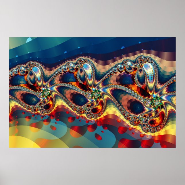 Poster Flor de Galáxia Fractal (Frente)