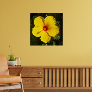 Poster Flor de Hibisco Amarelo Tropical Paradisíaco Matte