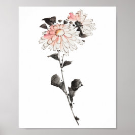 Poster Flor de Hokusai rosa
