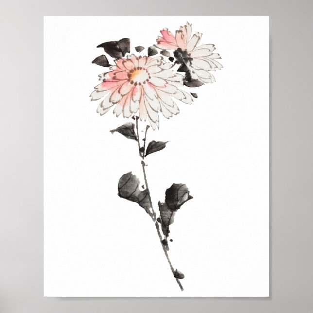 Poster Flor de Hokusai rosa (Frente)