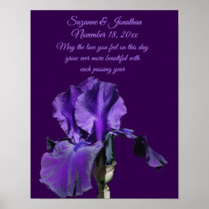 Poster Flor de Íris Roxa Personalizada Casamento