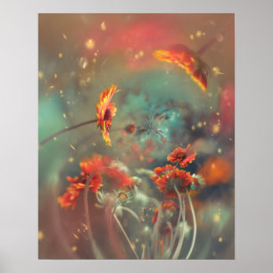 POSTER FLOR DE LARANJA COM FUNDO ATMOSFÉRICO SONHADOR