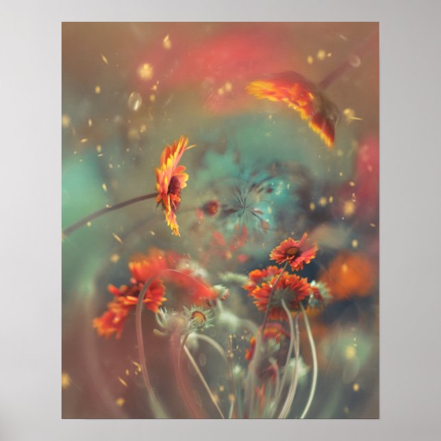 POSTER FLOR DE LARANJA COM FUNDO ATMOSFÉRICO SONHADOR (Frente)