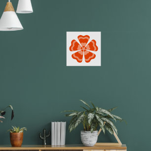 Poster Flor de Laranja Estilizada em Estilo Retrô