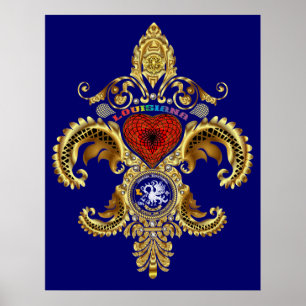 Poster Flor de lis de Louisiana bicentenária