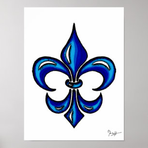 Pôster Flor de lis no azul
