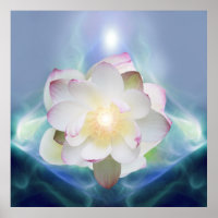 Flor de lótus branca com cristal azul