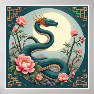 Poster Flor de lótus Cobra Azul