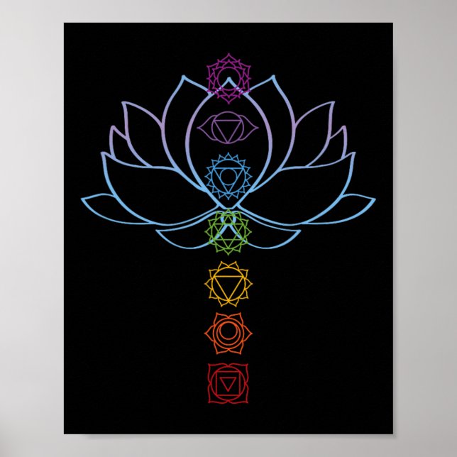Poster Flor de Lótus Espiritual Zen Chakras Alinhados Iog (Frente)