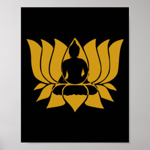 Poster Flor de Lótus Símbolo de Yoga Buda Meditação Fitne