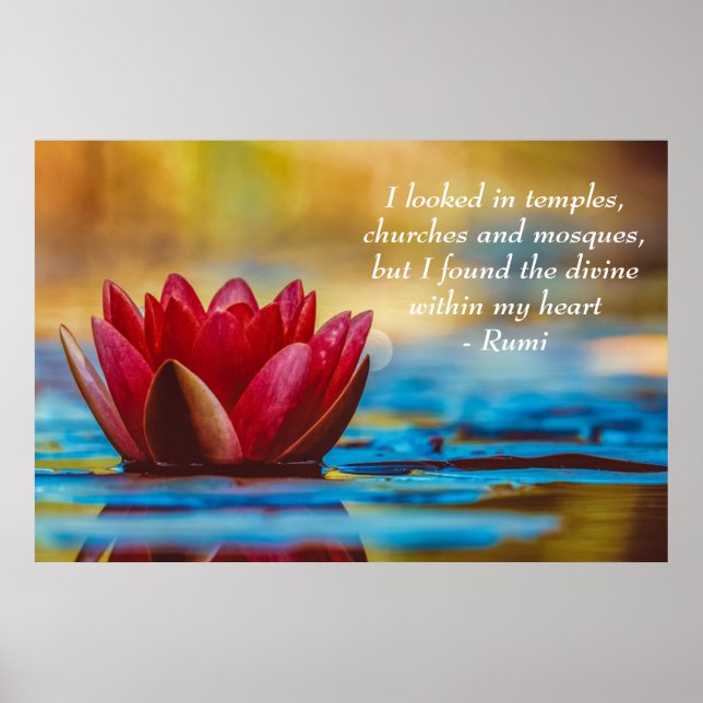 Poster Flor de Lotus Vermelho na cotação espiritual de ág (Frente)