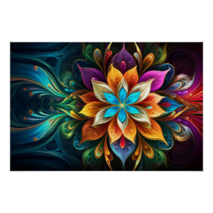 Pôster Flor de Mandala Arco-íris