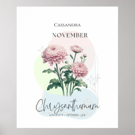 Poster Flor de Nascimento do Chrysanthemum para novembro