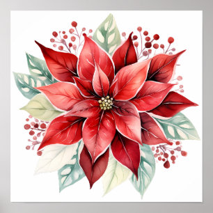 Poster Flor de Natal Belo e Vermelho